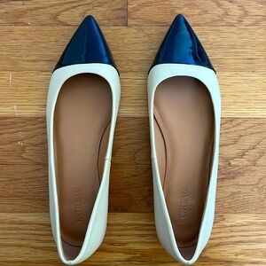J Crew Lightly Worn Black and Beige Cap Toe Flat